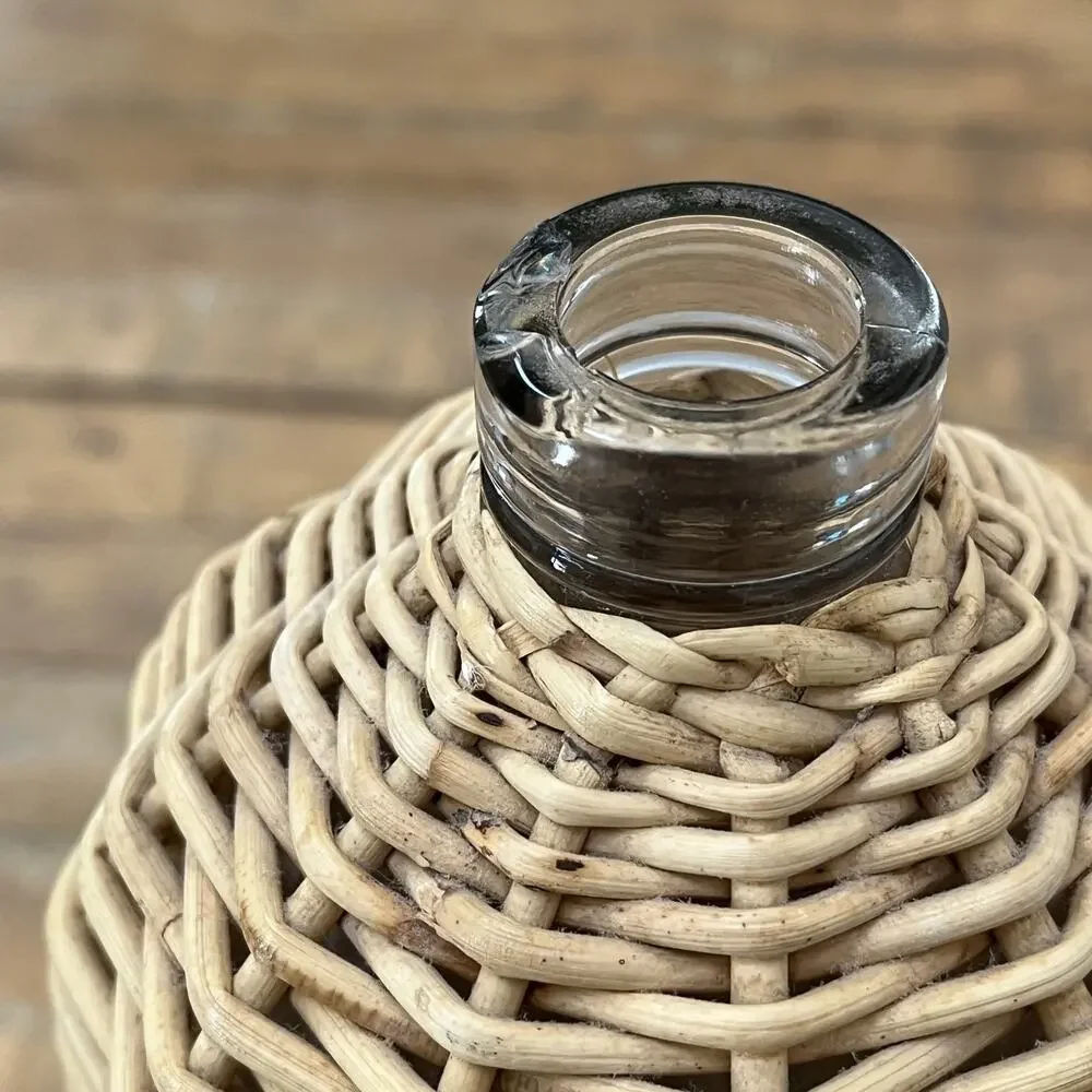 Crate & Barrel Wicker Wrapped Glass Bottle 10
